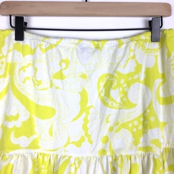 J CREW Mini Skirt Paisley Ruffle Drawstring Beach Y2K 90s Coconut Girl Small - Picture 5 of 8